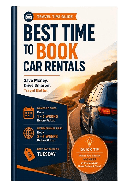 Best time to book car rentals guide cover for CarRentalSavingsScout